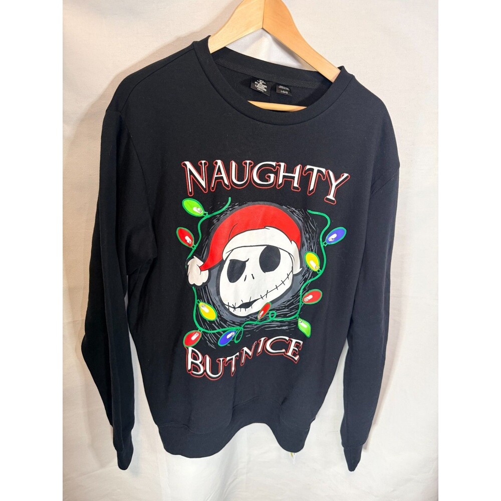 The Nightmare Before Christmas Disney unisex L black sweatshirt w/ xmas lights